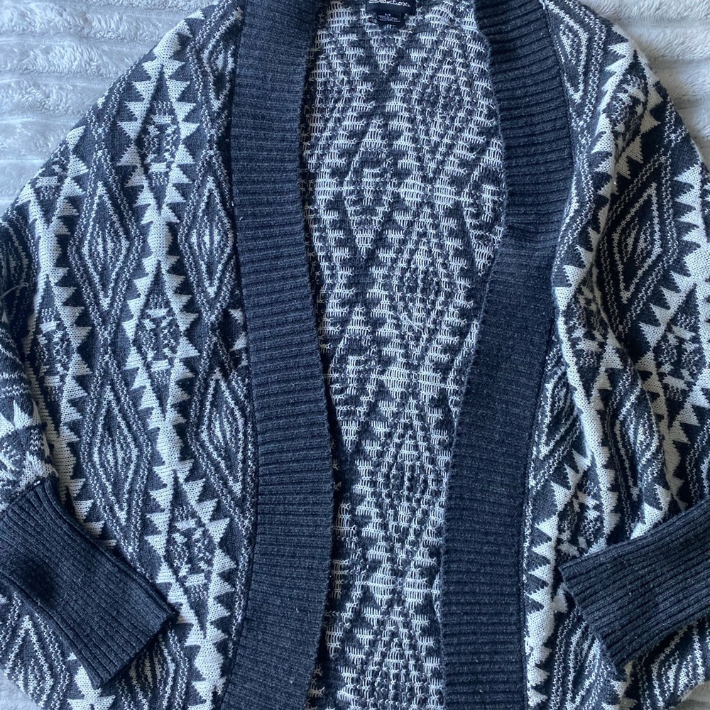 Seductions Black and White Knit Cardigan